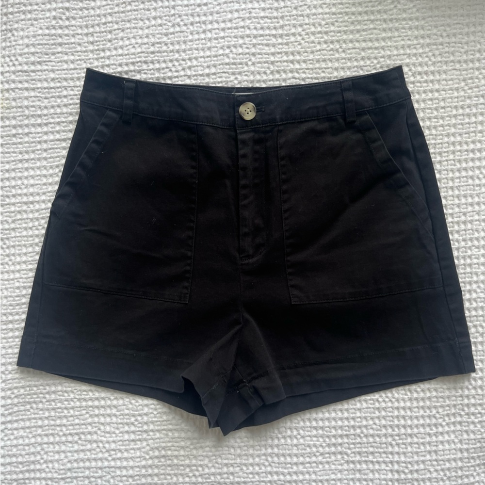 BB Dakota Black Cotton Mid-rise Shorts